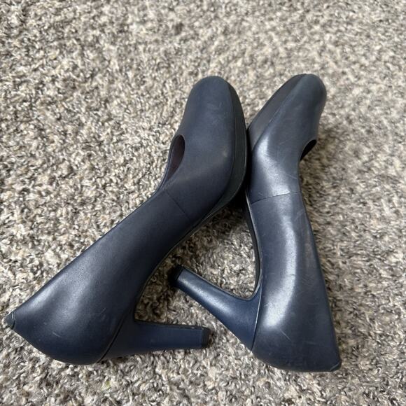 Clarks Women's Adriel Viola Leather Dress Pump Shoe Navy Blue Side 6 NEW Read - Picture 9 of 10